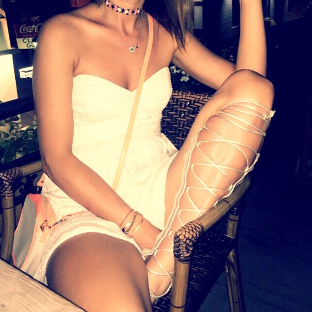 Strapless mini dress white